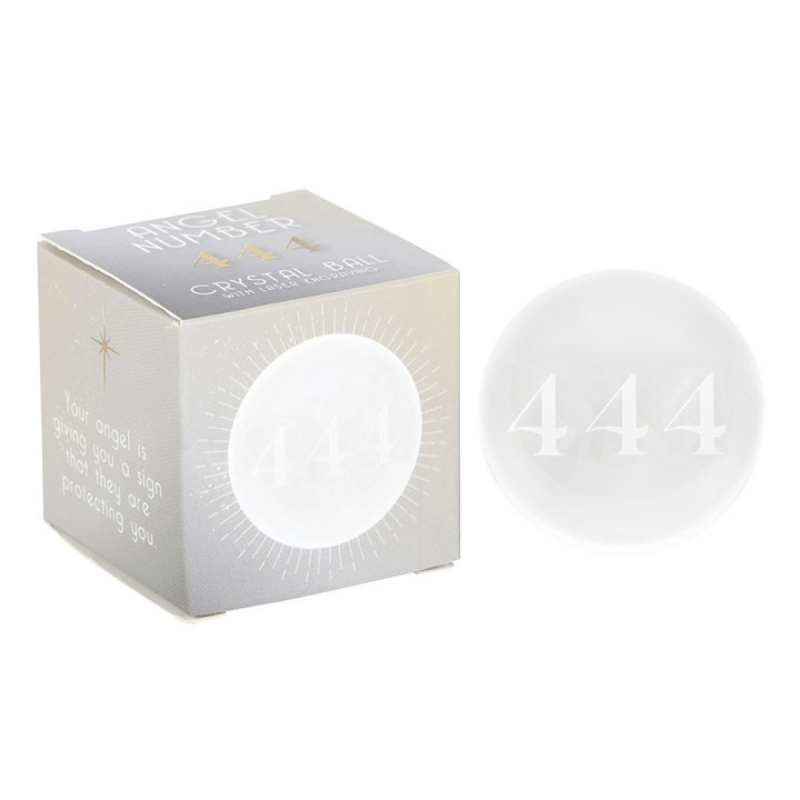 444 Angel Number Crystal Ball | Symbol of Protection Gift | Figurine