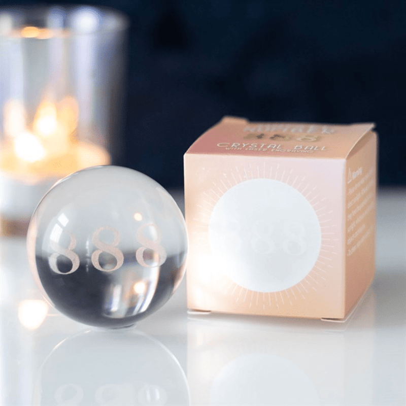 888 Angel Number Crystal Ball | Symbol of Abundance Gift | Figurine