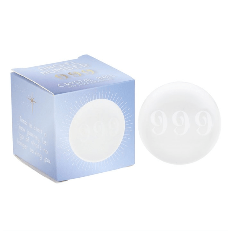 999 Angel Number Crystal Ball | Spiritual New Beginnings Gift | Figurine