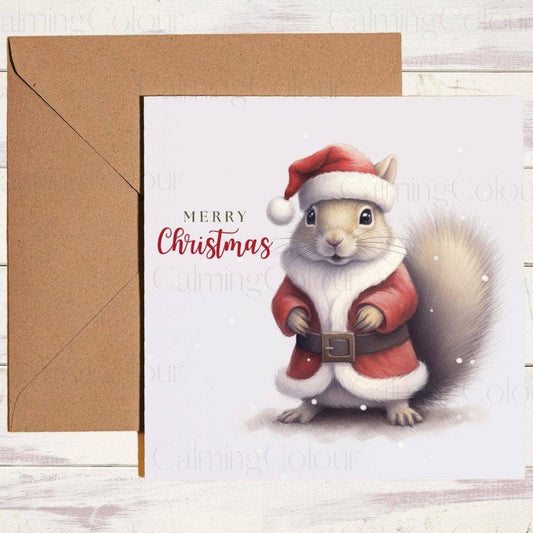 Squirrel Dressed as Santa | Christmas Card | Christmas Card
