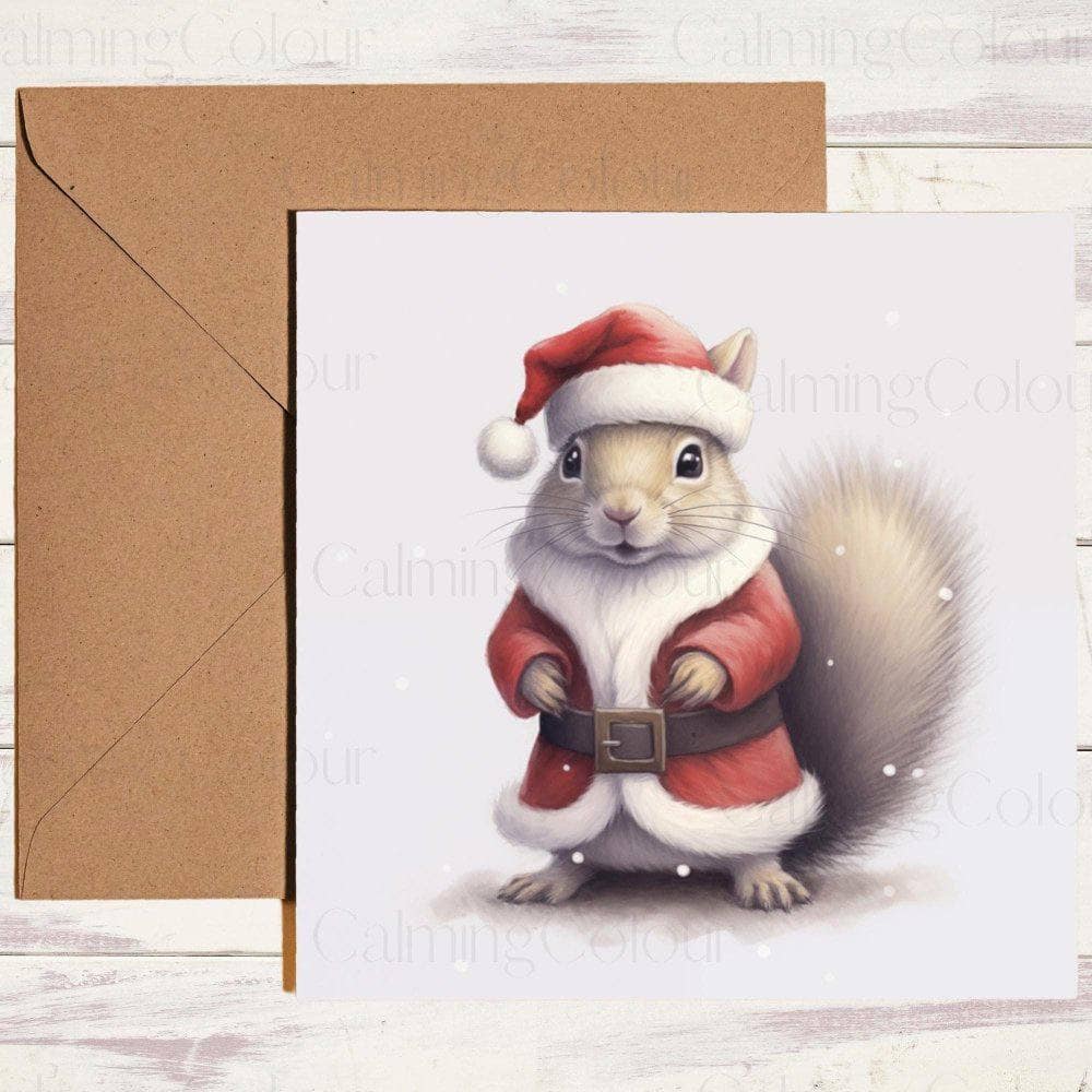 Squirrel Dressed as Santa | Christmas Card | Christmas Card