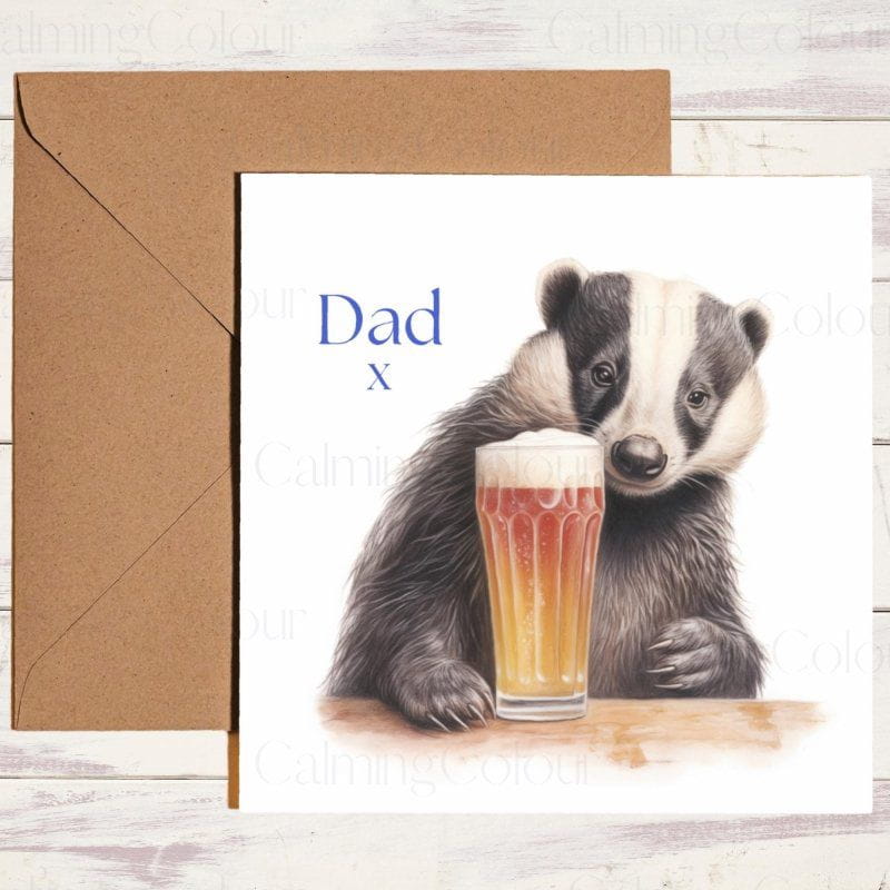Badger Father's Day Card | Dad Greetings | With Love | Father's Day