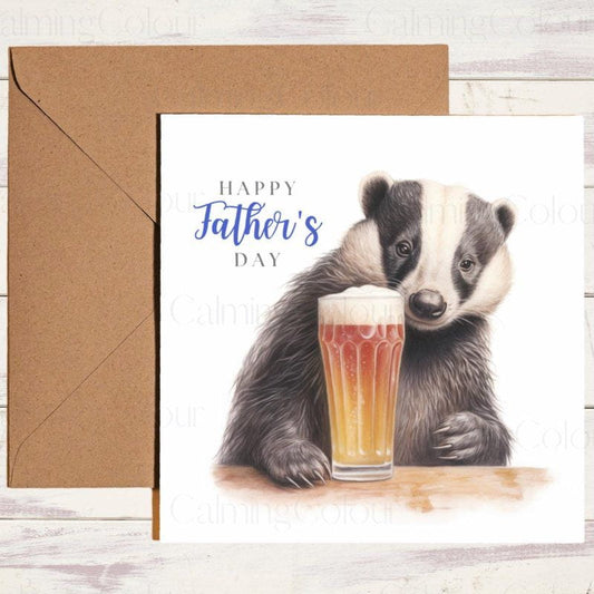 Badger Father's Day Card | Dad Greetings | With Love | Father's Day