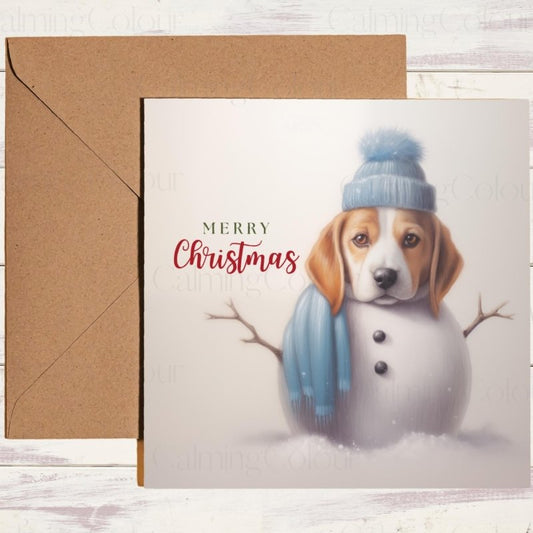 Beagle Snowman Christmas Card | Christmas Card