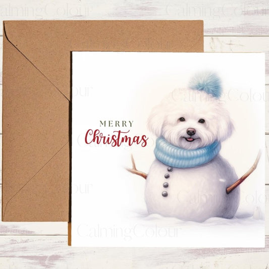 Bichon Frise SnowDog | Christmas Card | Christmas Card