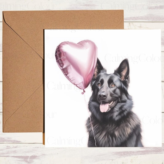 Black German Shepherd Birthday Card | With Love | Birthday Card
