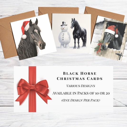 Black Horse Christmas Cards | Equestrian MultiPack | Card Multipack