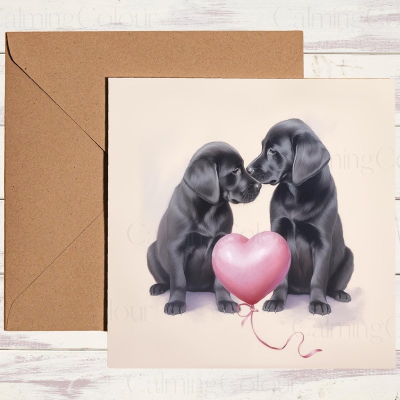 Black Labrador Puppy with Heart | Valentine's Card | Valentine's Day
