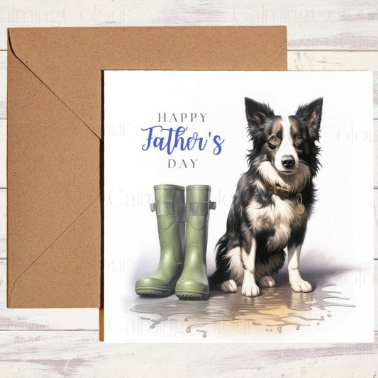 Border Collie Father's Day Card | Dad Greetings | With Love | Father's Day