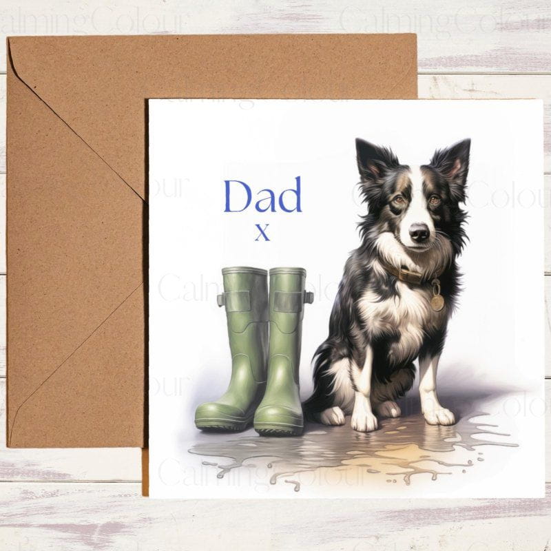Border Collie Father's Day Card | Dad Greetings | With Love | Father's Day