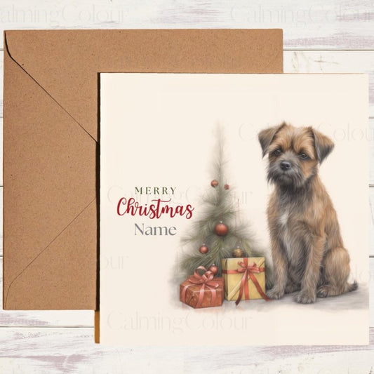 Border Terrier | Festive Christmas Greeting Card | Christmas Card
