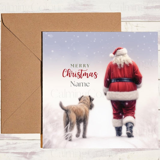 Border Terrier 'Walking with Santa' | Christmas Card | Christmas Card
