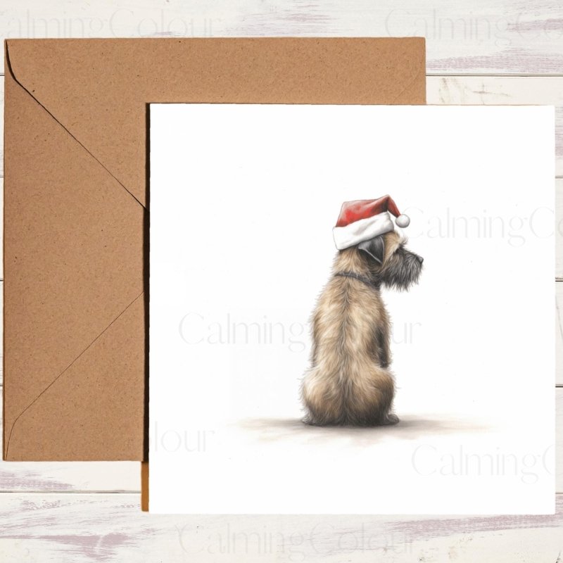 Border Terrier with Santa Hat | Christmas Card | Christmas Card