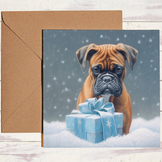 Boxer Christmas Card | Winter Festive Scene | Christmas Card
