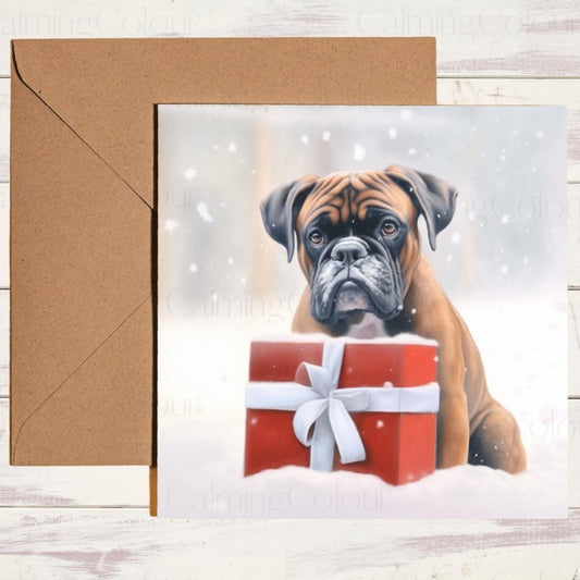 Boxer Dog Festive Design | Christmas Greeting Card | Christmas Card