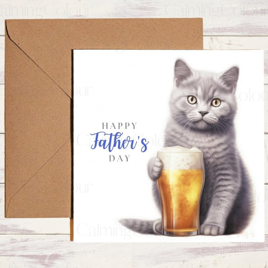 British Shorthair Cat Father's Day Card | With Love for Dad | Father's Day