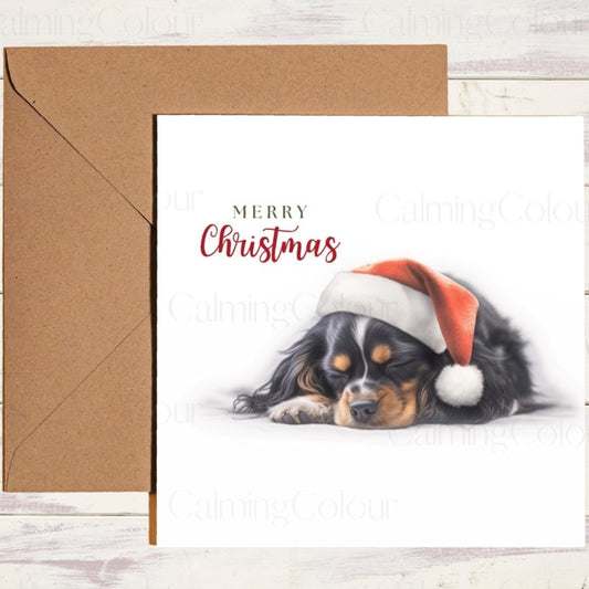 Cavalier King Charles Spaniel Snoozing | Christmas Card | Christmas Card