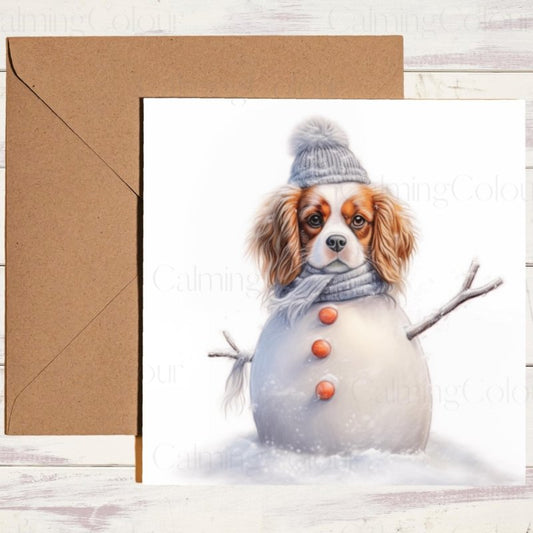 Cavalier King Charles Spaniel Snowman | Christmas Card | Christmas Card