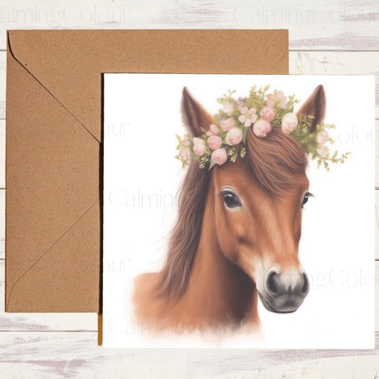 Chestnut Foal Birthday Card | For Horse Lovers With Love | Birthday Card