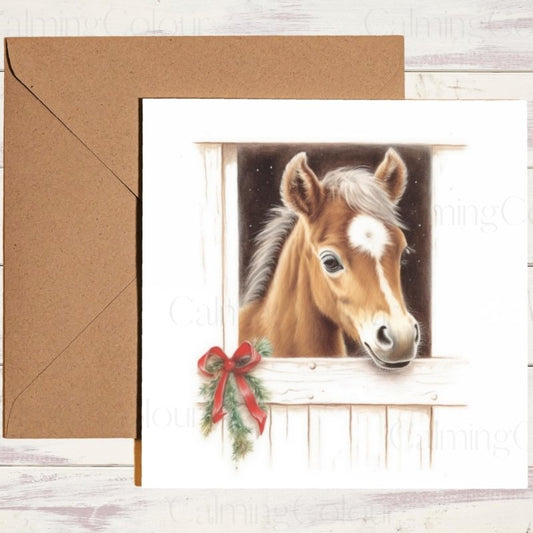 Chestnut Foal | Christmas Card | Christmas Card (Personalised)