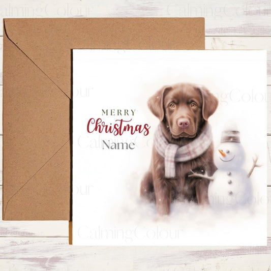 Chocolate Lab Puppy Christmas Card | Personalised Greeting | Christmas Card
