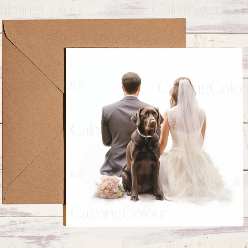 Chocolate Labrador Wedding Card | For Dog Lovers | Wedding Card