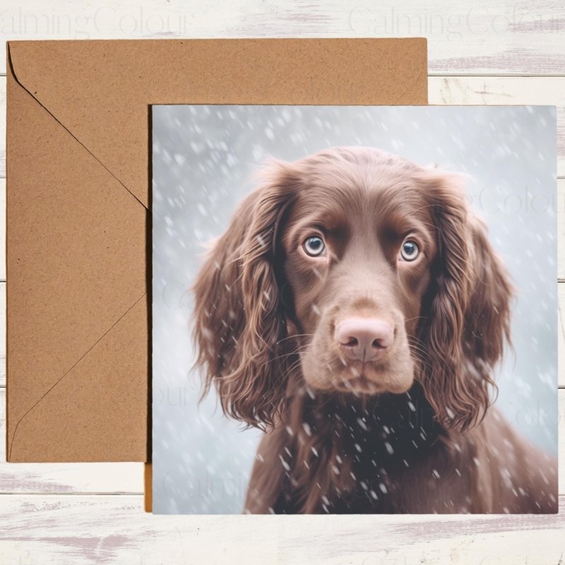 Chocolate Sprocker Spaniel Christmas Card | Christmas Card