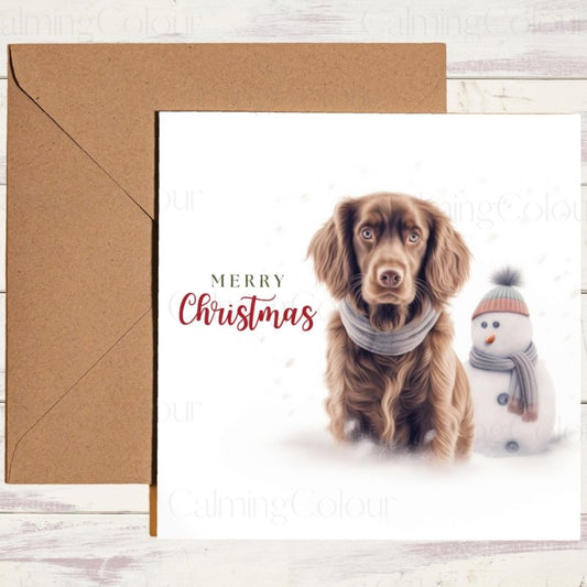 Chocolate Sprocker Spaniel Christmas Card | Dog Lover Greetings | Christmas Card