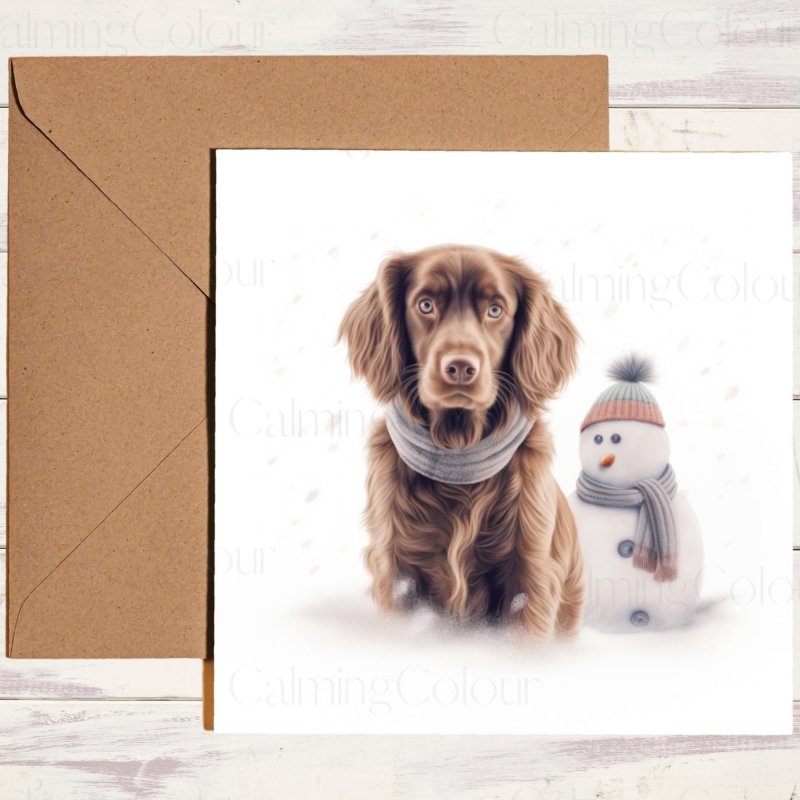 Chocolate Sprocker Spaniel Christmas Card | Dog Lover Greetings | Christmas Card