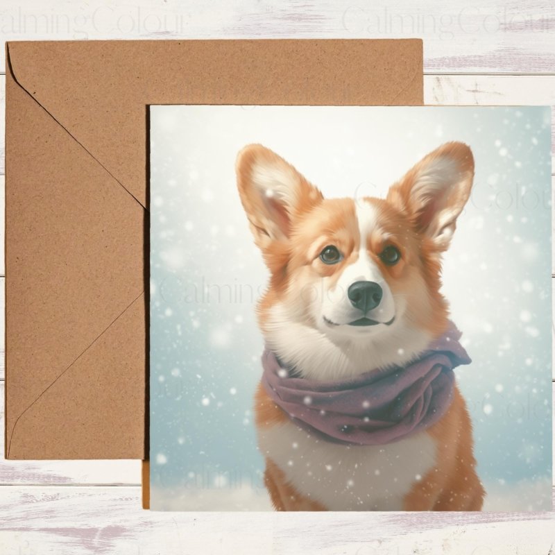 Corgi Christmas Card | Snowy Festive Scene | Christmas Card