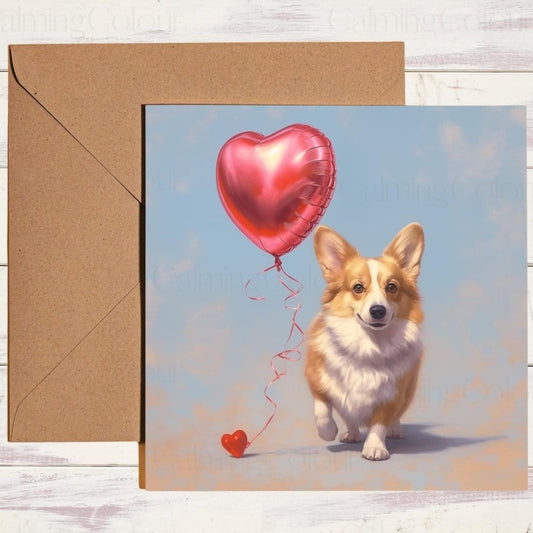 Corgi Valentine's Card | With Love | Anniversary | Valentine's Day