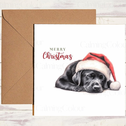 Cute Black Pug Sleeping Soundly | Christmas Card | Christmas Card