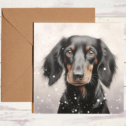 Dachshund in Snow | Christmas Card | Christmas Card