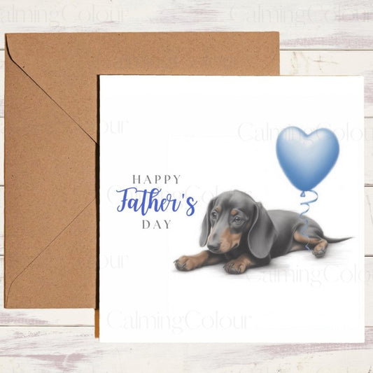 Dachshund with a Balloon | Father's Day Card | Father's Day