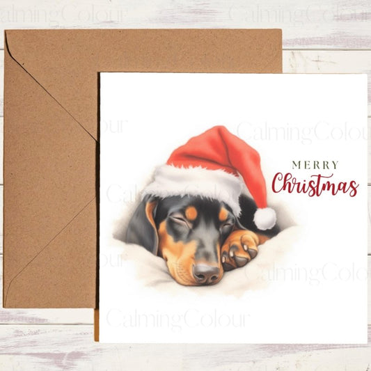 Dobermann Sleeping Peacefully | Christmas Card | Christmas Card