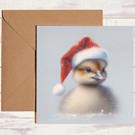 Duckling Wearing a Santa Hat | Christmas Card | Christmas Card