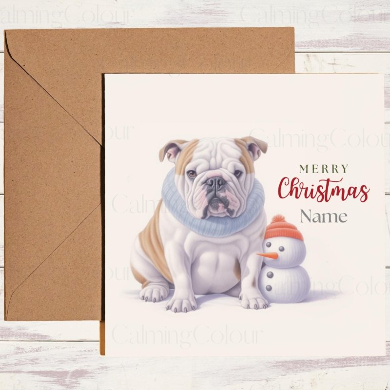 English Bulldog Christmas Card | Dog Lover Greeting | Christmas Card