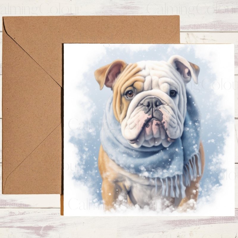 English Bulldog in Festive Snow | Christmas Card | Christmas Card