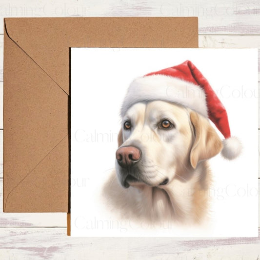 English Labrador with Santa Hat | Christmas Card | Christmas Card