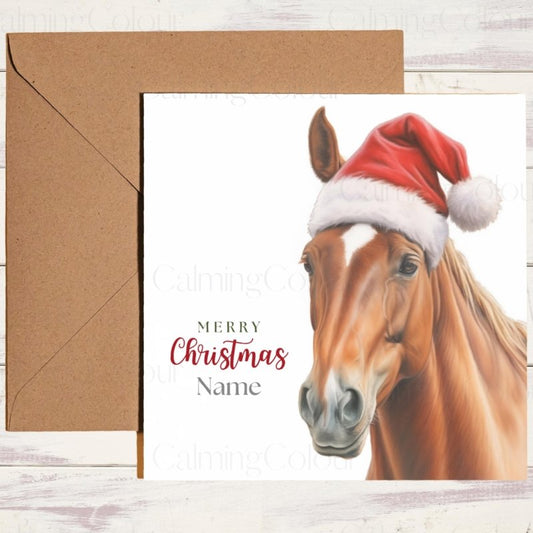 Festive Chestnut Horse | Christmas Card | Christmas Card
