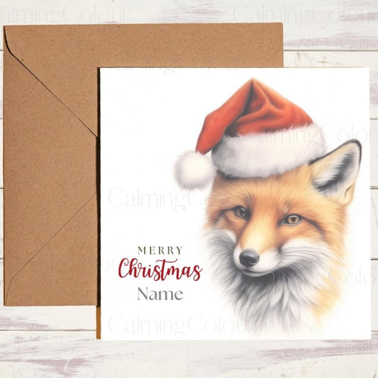 Fox with a Santa Hat | Personalised Christmas Card | Christmas Card