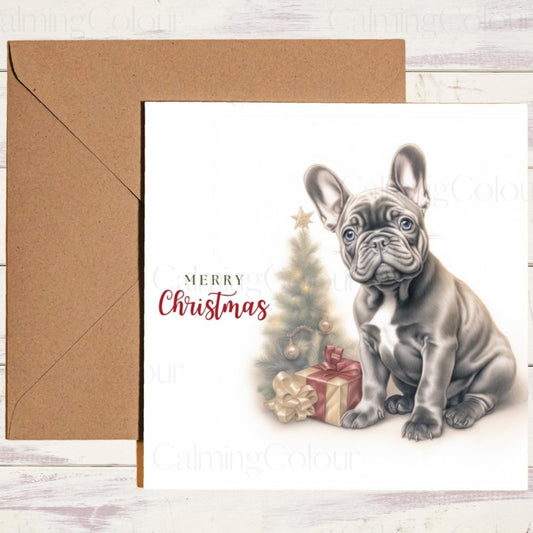 French Bulldog by Christmas Tree | Christmas Card | Christmas Card