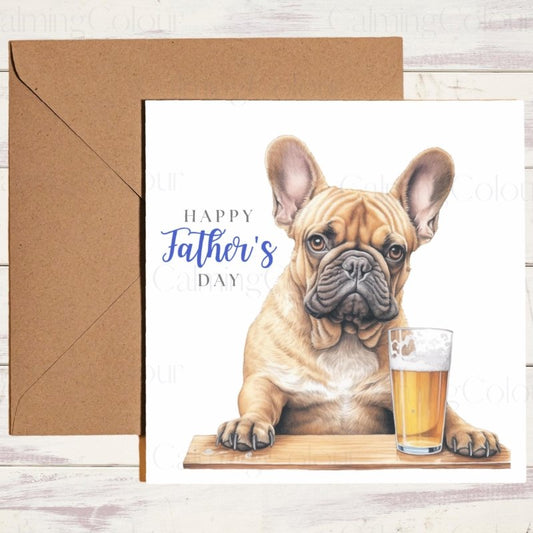 French Bulldog Father's Day Card | Greeting Card for Dad | With love | Single card blank on the inside | Father's Day