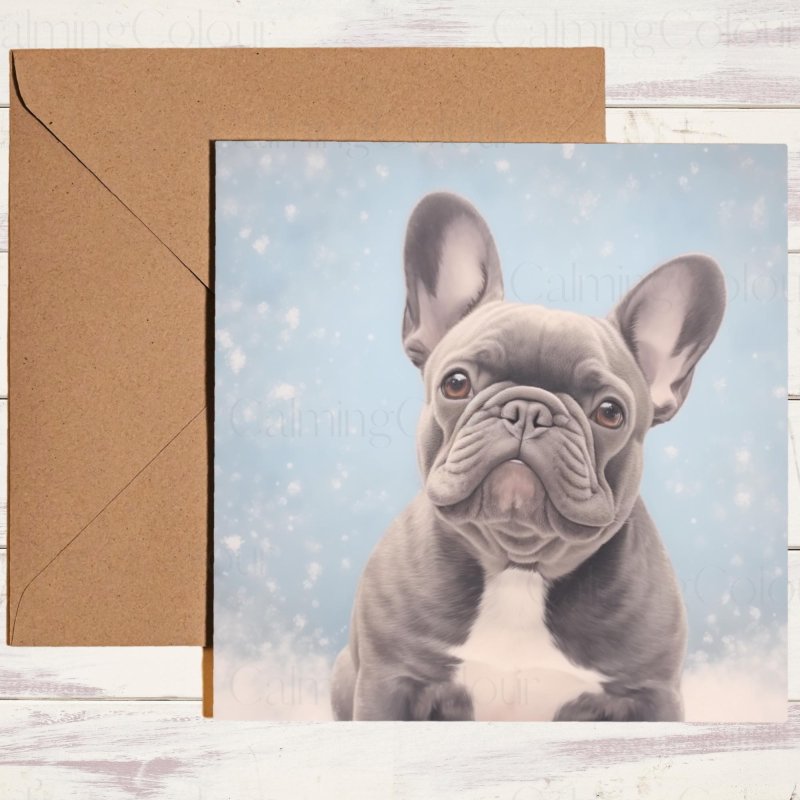 French Bulldog playing in the Snow | Christmas Card | Christmas Card