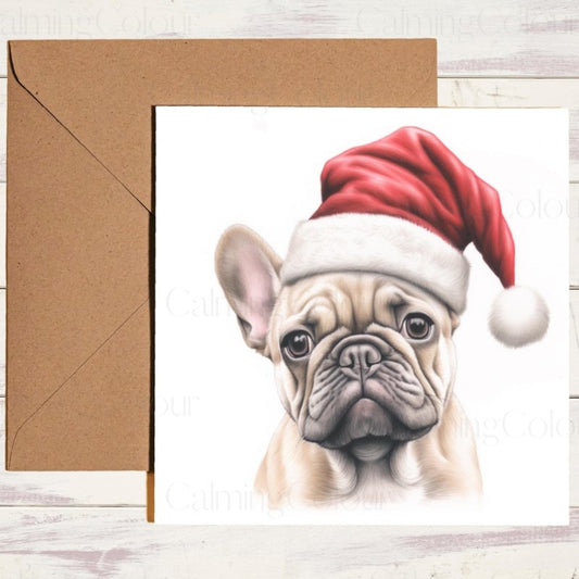 French Bulldog with a Santa Hat | Christmas Card | Christmas Card