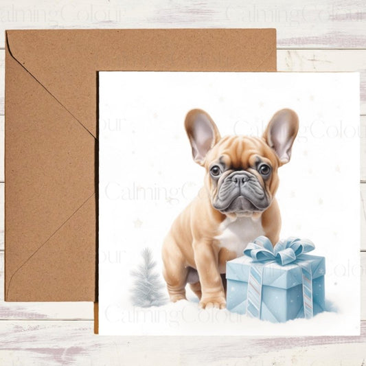 French Bulldog with Present | Christmas Card | Christmas Card