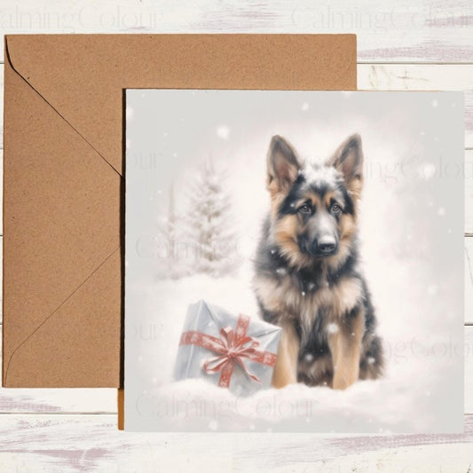 German Shepherd Christmas Card | In the Snow | Christmas Card