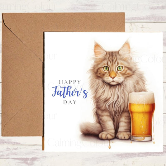 Ginger Maine Coon Cat | Father’s Day Card for Dad | Father's Day