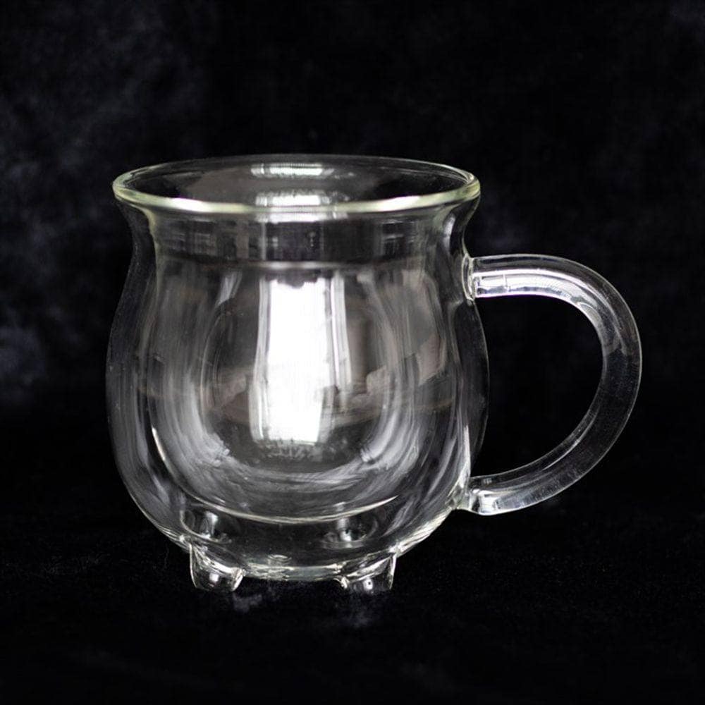 Glass Cauldron Mug | Clear Double Walled | Drinking Cup/Mug