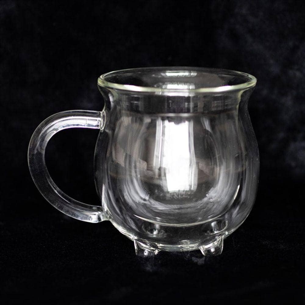 Glass Cauldron Mug | Clear Double Walled | Drinking Cup/Mug